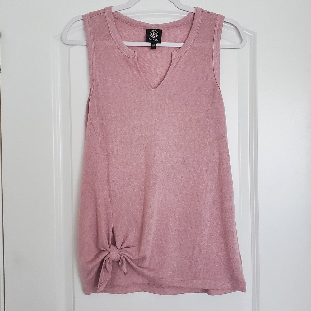 Bobeau Pink Knitted Blouse with Knot
